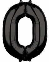 Amscan Folie ballon cijfer 0 zwart 66 cm | 40 stuks - thumbnail