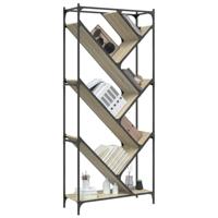 Boekenkast 79x30x180 cm bewerkt hout en metaal sonoma eiken - thumbnail