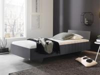 Bed IXANA 90x200 cm metaalgrijs met hoofdeinde met lattenbodem - thumbnail