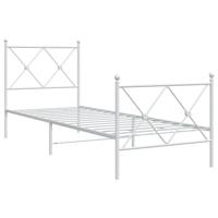 Bedframe met hoofd- en voeteneinde metaal wit 80x200 cm - thumbnail