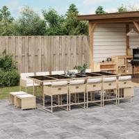 15-delige Tuinset met kussens poly rattan beige - thumbnail
