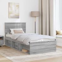 Bedframe met hoofdeinde Grijs Sonoma 75 x 190 cm Bewerkt hout - thumbnail