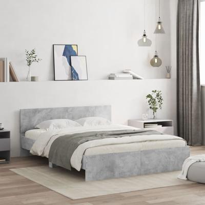 Bedframe met hoofdeinde betongrijs 160x200 cm - thumbnail