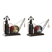 Tafelklok DKD Home Decor Gouden Zilverkleurig Ijzer Vintage 40,5 x 15 x 32,5 cm (2 Stuks) - thumbnail