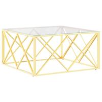 Salontafel 80x80x40 cm roestvrij staal en glas - thumbnail