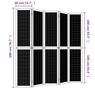 Kamerscherm met 5 panelen massief paulowniahout bruin Kamerscherm met 5 panelen massief paulowniahout bruin