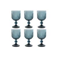 Set van bekers Home ESPRIT Blauw Kristal 8 x 8 x 14,5 cm (6 Stuks) - thumbnail