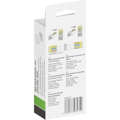 Quadrios RJ-45 connectorset CAT 6 1906C171 Stekker, recht Aantal polen (sensoren) 8P8C Wit 25 stuk(s)