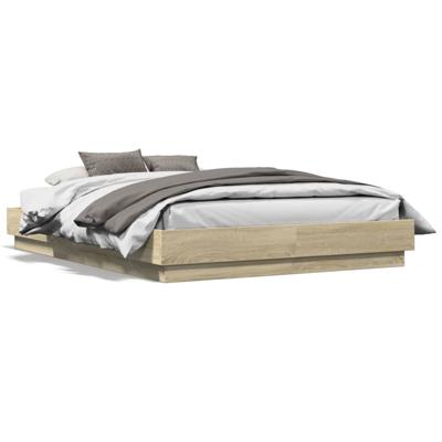 Bedframe met LED-verlichting sonoma eikenkleurig 200x200 cm