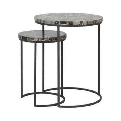 Light & Living Bijzettafel 'Axat' Set van 2 stuks, agaat bruin zwart Light & Living Bijzettafel 'Axat' Set van 2 stuks, agaat bruin zwart