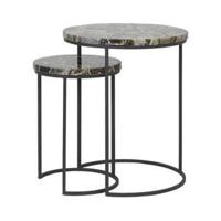 Light & Living Bijzettafel 'Axat' Set van 2 stuks, agaat bruin zwart - thumbnail