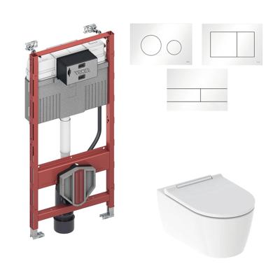 Geberit TECE Profile Inbouwreservoir Toiletset ONE Rimless Diepspoel Turboflush Wit met drukplaat