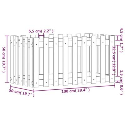 VidaXL Plantenbak verhoogd hekontwerp 100x50x50 cm grenenhout wit