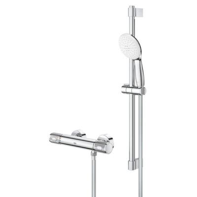 GROHE Grohtherm 1000 Performance Doucheset - thermostatische douchekraan - met rozetten - met glijstangset - 60cm - ronde handdouche - 2 straalsoorten - gladde doucheslang - chroom 34834001 GROHE Grohtherm 1000 Performance Doucheset - thermostatische douchekraan - met rozetten - met glijstangset - 60cm - ronde handdouche - 2 straalsoorten - gladde doucheslang - chroom 34834001