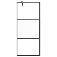 Inloopdouchewand 80x195 cm halfmat ESG-glas zwart - thumbnail