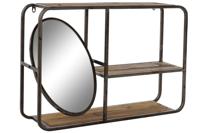 Planken DKD Home Decor Zwart Donkerbruin Hout Metaal Spiegel 73 x 19 x 50 cm - thumbnail