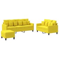3-delige Loungeset met kussens stof lichtgeel - thumbnail