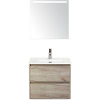 Dante Badmeubelset 60 cm - Craft Oak - Keramische Wastafel Wit Cover met Sence Spiegel - thumbnail