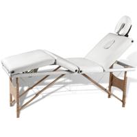 VidaXL Inklapbare massagetafel 4 zones met houten frame (creme) - thumbnail