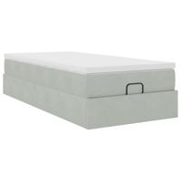 Ottoman bed met matras 80x200cm fluweel lichtgrijs - thumbnail