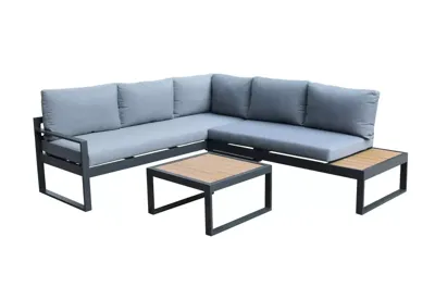 Hoekbank Vita Silva alu met tafel