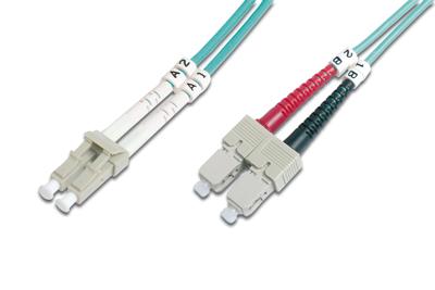 Digitus DK-2532-03/3 Glasvezel Optische vezel Aansluitkabel 3.00 m Turquoise [1x LC-stekker - 1x SC-stekker] 50/125 µ Multimode OM3
