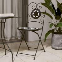 Bistrostoelen 2 st inklapbaar keramiek zwart en wit - thumbnail