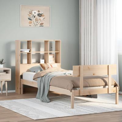 Bed met boekenkast zonder matras massief grenenhout 120x190 cm