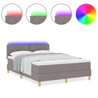 vidaXL Boxspring Bed met Matras & LED Taupe 140x190 cm Stof - thumbnail