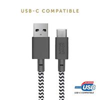 Native Union Riem Kabel USB-C naar USB-A - 1,2 m Ultra-sterke hoge snelheid oplaadkabel met lederen riem compatibel met iPhone 15, Samsung Galaxy Z Fold 5, Flip 5 / S23 Ultra, iPad Pro (Zebra) - thumbnail