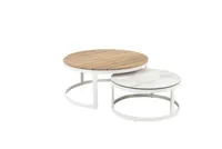 Stonic Set Of 2 Coffee Tables 80cm And 60cm With Teak/Ceramic - thumbnail