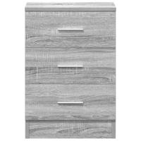 Nachtkastjes 2 st 38x35x56 cm bewerkt hout grijs sonoma eiken - thumbnail