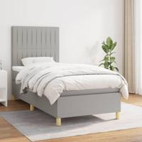 Boxspring met matras stof lichtgrijs 90x190 cm - thumbnail
