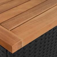 2-delige Loungeset met kussens poly rattan en acaciahout zwart - thumbnail