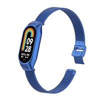 By Qubix - Milanese bandje met case - Blauw - Xiaomi Smart Band 8 & 9 - thumbnail