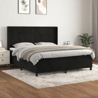 Boxspring met matras fluweel zwart 160x200 cm - thumbnail
