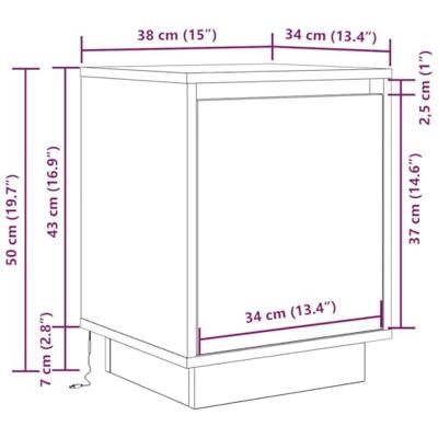 Nachtkastjes met led-verlichting 2 st 38x34x50 cm grijs sonoma