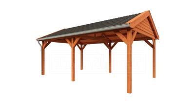 Trendhout Overkapping Zadeldak Betula 615x415 cm- Zadeldak- Onbehandeld lariks Douglas hout- Trendhout