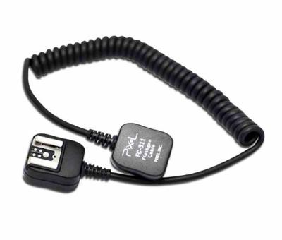 Pixel FC-311/L E-TTL flitsschoen-adapter voor Canon (verlengkabel), Kabellengte: ca. 1,0 m (uitgerekt ca. 1,8 m)., zwart