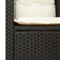 3-delige Bistroset met kussens poly rattan en acaciahout zwart - thumbnail
