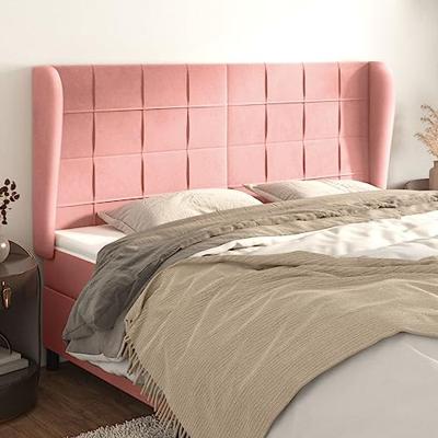 Hoofdbord met randen 163x23x118/128 cm fluweel roze