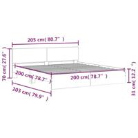 Bedframe met hoofdeinde en LED grijs sonoma eiken 200x200 cm - thumbnail