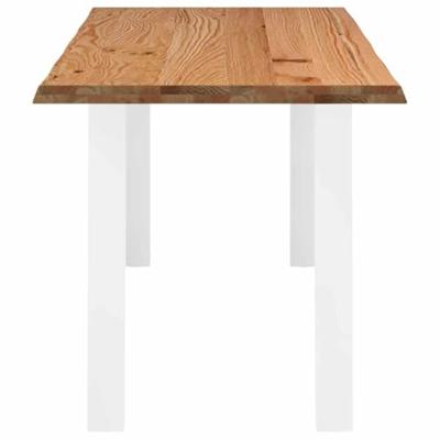 Eettafel met natuurlijke rand 220x80x74 cm massief eikenhout