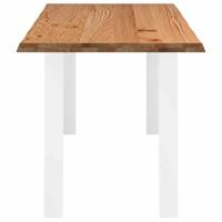Eettafel met natuurlijke rand 220x80x74 cm massief eikenhout - thumbnail