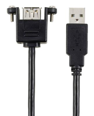 Renkforce RF-5720402 USB-kabel USB 2.0 USB-A stekker, USB-A bus 0.25 m Zwart Voor inbouw, Schroefbaar