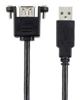Renkforce RF-5720402 USB-kabel USB 2.0 USB-A stekker, USB-A bus 0.25 m Zwart Voor inbouw, Schroefbaar - thumbnail
