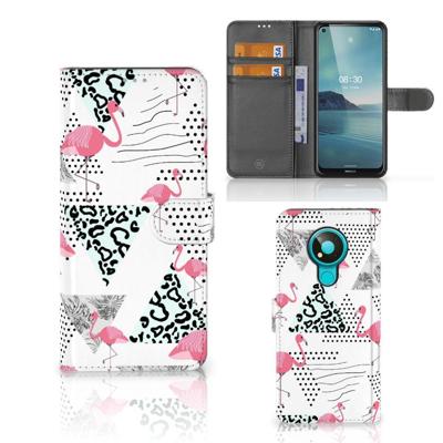 Nokia 3.4 | Telefoonhoesje | Met pasjeshouder | Flamingo Triangle