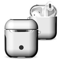 Frosted rubber Paint + PC Bluetooth koptelefoon Case anti-verloren opbergtas voor Apple AirPods 1/2 (wit) - thumbnail