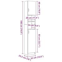 Badkamerkast 32x25,5x190 cm bewerkt hout oud houtkleurig - thumbnail
