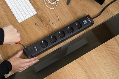 Bremounta stekkerdoos met 2 USB C laadaansluitingen 5x zwart 3m H05VVF3G1.5 - thumbnail